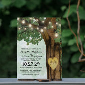 Rustic Woodland Tree Twinkle Lights Wedding Kaart