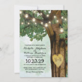 Rustic Woodland Tree Twinkle Lights Wedding Kaart (Voorkant)