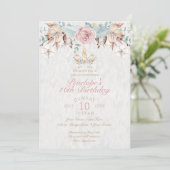Rustic Woodland Unicorn Blush Pink Rose Kaart (Staand voorkant)