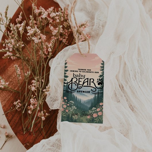 Rustic Woodland Vintage Baby Bear Shower Cadeaulabel