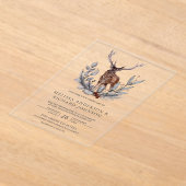 Rustic Woodland Watercolor Forest Deer Wedding Acryl Uitnodigingen (Laagn)