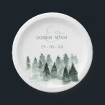 Rustic Woodland Waterverf bruiloft Papieren Bordje<br><div class="desc">Rustic Woodland Waterverf Trouwpapier Borden - Deze rustieke bruiloft borden tonen een serene waterverf bos ontwerp met elegante naam en datum gegevens. Ideaal voor recepties in het bos of bruiloften in de bergen,  ze voegen een samenhangend en op natuur geïnspireerd tintje toe aan uw tafelomgeving.</div>