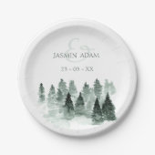 Rustic Woodland Waterverf bruiloft Papieren Bordje (Voorkant)