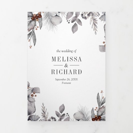 Rustic Woodland Waterverf Forest Deer Wedding Drieluik Uitnodiging (Cover)