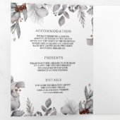 Rustic Woodland Waterverf Forest Deer Wedding Drieluik Uitnodiging (Binnenzijde eerst)