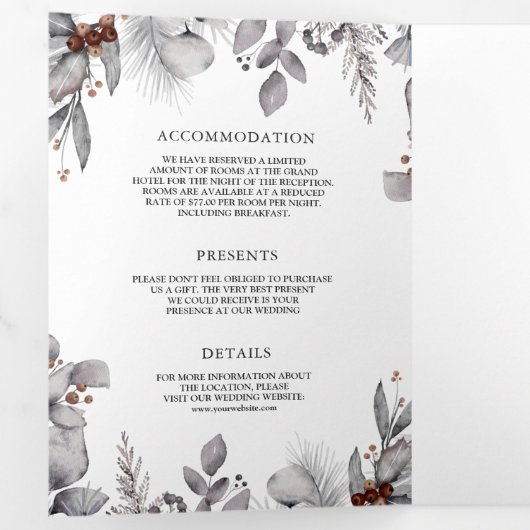 Rustic Woodland Waterverf Forest Deer Wedding Drieluik Uitnodiging (Binnenzijde eerst)