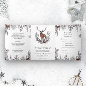 Rustic Woodland Waterverf Forest Deer Wedding Drieluik Uitnodiging