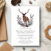 Rustic Woodland Waterverf Forest Deer Wedding Kaart
