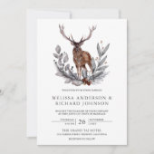 Rustic Woodland Waterverf Forest Deer Wedding Kaart (Voorkant)