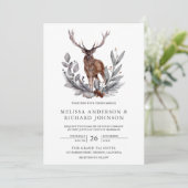Rustic Woodland Waterverf Forest Deer Wedding Kaart (Staand voorkant)