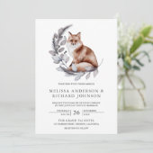 Rustic Woodland Waterverf Forest Fox Wedding Kaart (Staand voorkant)