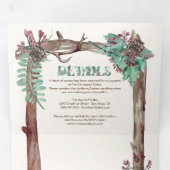 Rustic Woodland Waterverf Forest Wedding Tri-Fold Drieluik Uitnodiging (Binnenzijde eerst)
