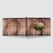 Rustic Woodland Weddenschap Foto Wood Panel Monogr Gastenboek (Volledig)