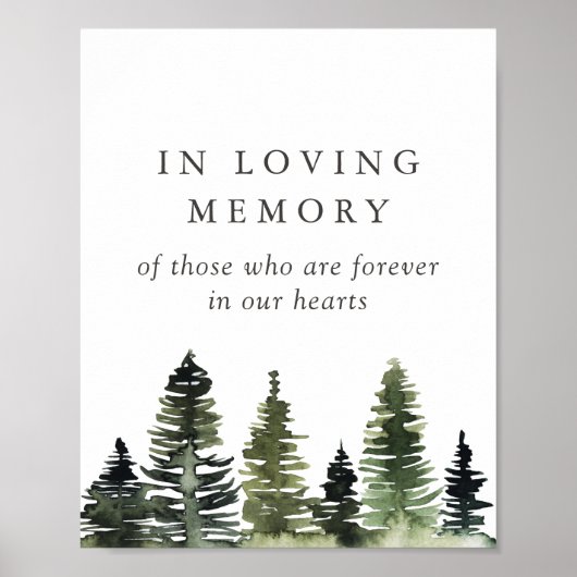 Rustic Woodland Wedding in Loving Memory Sign Poster (Voorkant)