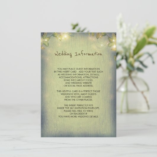 Rustic Woodland Wedding Informatie Gast Informatiekaartje (Staand voorkant)
