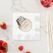 Rustic Woodland Wedding Owl Paper Napkins Servet (Insitu)