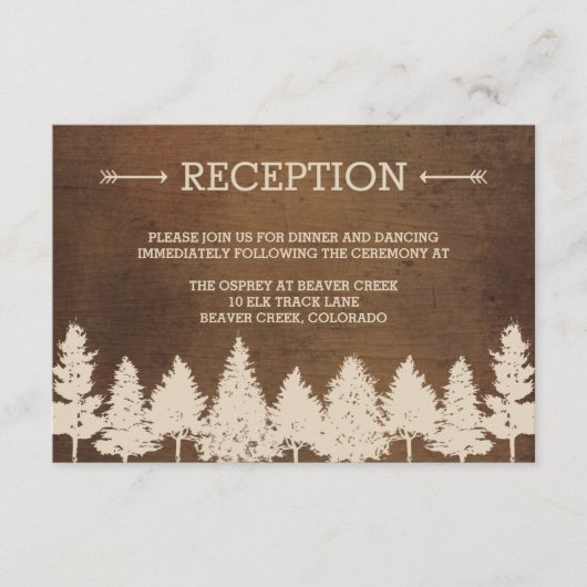 Rustic Woodland Wedding Reception Cards Informatiekaartje (Voorkant)
