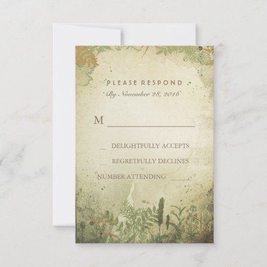 Rustic Woodland Wedding RSVP Kaart (Voorkant)
