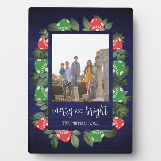 Rustic Woodland Whimsical Mushrooms Christmas Fotoplaat (voorkant)