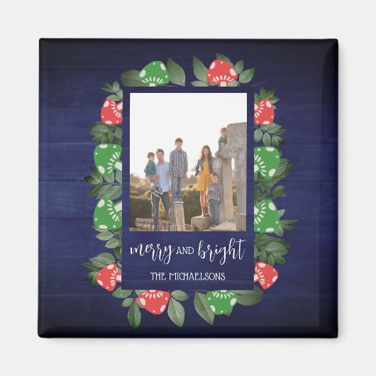 Rustic Woodland Whimsical Mushrooms Christmas Magneet (Voorkant)