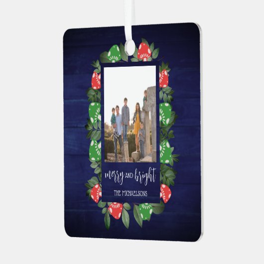 Rustic Woodland Whimsical Mushrooms Christmas Metalen Ornament (Voorkant links)