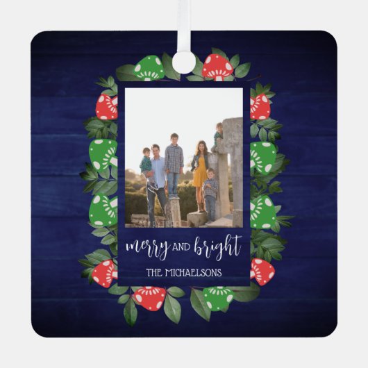 Rustic Woodland Whimsical Mushrooms Christmas Metalen Ornament (Voorkant)