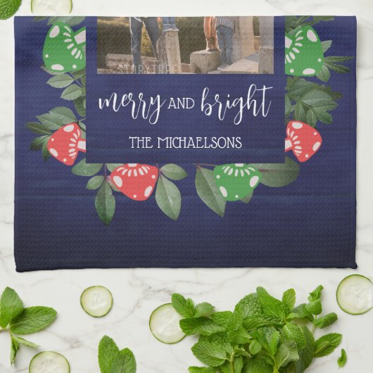 Rustic Woodland Whimsical Mushrooms Christmas Theedoek (Gevouwen)