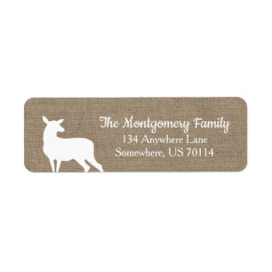 Rustic Woodland White Doe Burlap Etiket