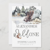 Rustic Woodland Wild 1 1e verjaardag uitnodiging (Voorkant)