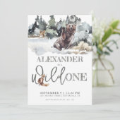 Rustic Woodland Wild 1 1e verjaardag uitnodiging (Staand voorkant)