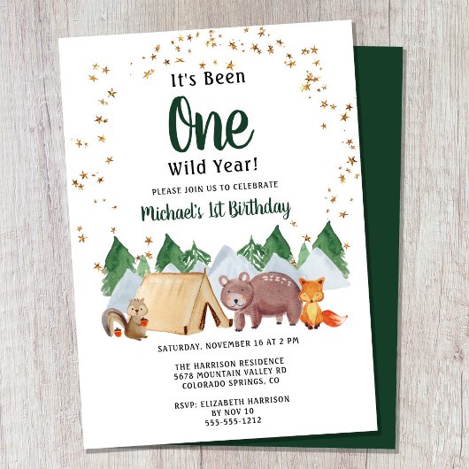 Rustic Woodland Wild One 1e verjaardag Kaart