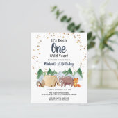 Rustic Woodland Wild One 1st Birthday Party Invita (Staand voorkant)
