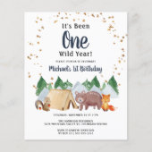 Rustic Woodland Wild One 1st Birthday Party Invita (Voorkant)