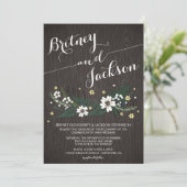 Rustic Woodland Wildflower Wedding Invitations Kaart (Staand voorkant)