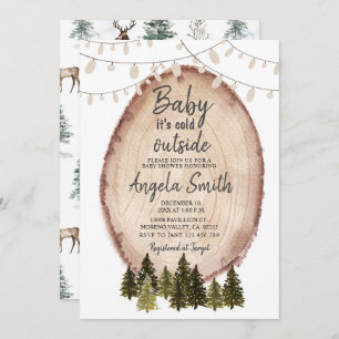 Rustic Woodland Winter Baby shower String Lights Kaart