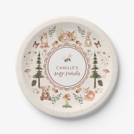 Rustic Woodland Winter Boy Baby shower Papieren Bordje (Voorkant)