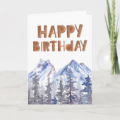 Rustic Woodland Winter Forest "Happy Birthday" Kaart (Voorkant)