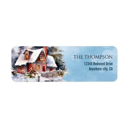 Rustic Woodland Winter House Return Address Label (Voorkant)
