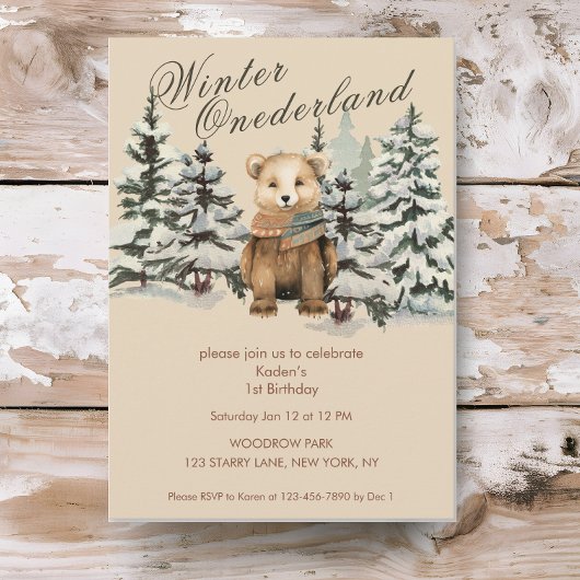 Rustic Woodland Winter Onederland Kaart
