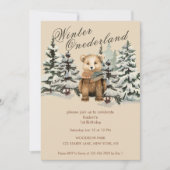 Rustic Woodland Winter Onederland Kaart (Voorkant)