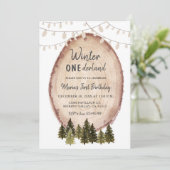 Rustic Woodland Winter Onederland Verjaardag Kaart (Staand voorkant)