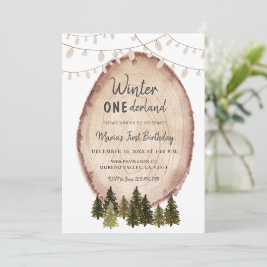 Rustic Woodland Winter Onederland Verjaardag Kaart (Staand voorkant)