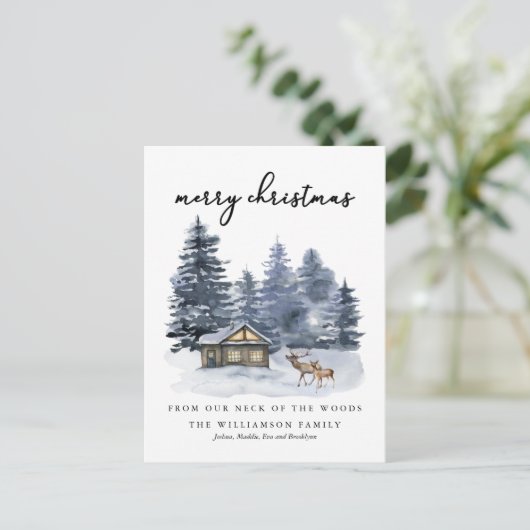 Rustic Woodlands vrolijk kerstfeest Briefkaart (Staand voorkant)