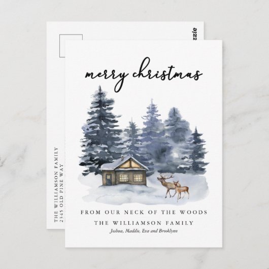 Rustic Woodlands vrolijk kerstfeest Briefkaart (Voorkant / Achterkant)