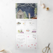 Rustic Woods Barn Bruiloft | Drievoudige Uitnodigi Drieluik Uitnodiging (Binnen)