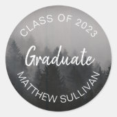 Rustic Woodsy Afstuderen Klasse 2023 | Naam Ronde Sticker (Voorkant)