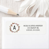 Rustic Woodsy Cranberry Berries Holiday Wreath Etiket (Insitu)