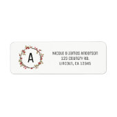 Rustic Woodsy Cranberry Berries Holiday Wreath Etiket (Voorkant)