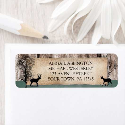 Rustic Woodsy Deer Adresetiketten Etiket (Insitu)