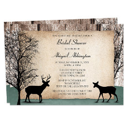 Rustic Woodsy Deer Bridal Shower Invitations Kaart
